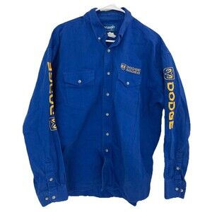 Men's VTG Wrangler Western Shirts Dodge Rodeo LS Shirt Blue Yellow Size XL